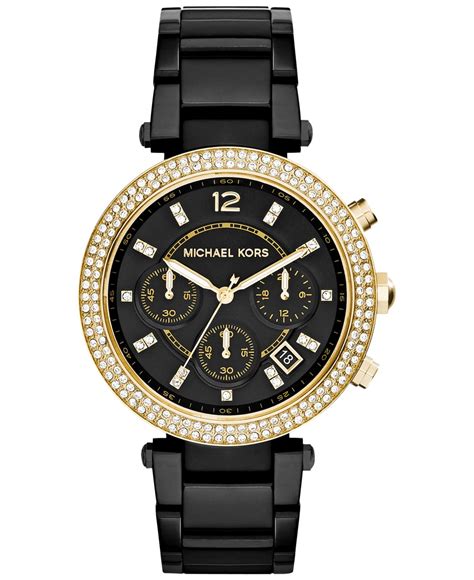 michael kors black matte watch women& 39|Michael Kors black diamond watch.